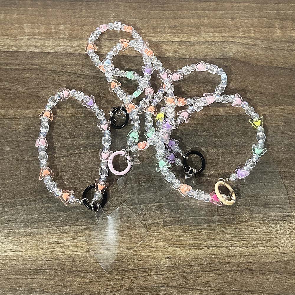 1pc Phone Charms Strap Phone Lanyard Wrist with Beads, Aesthetic Cell Chain Charm for Women Grils, Anti-Theft Beaded Phone Strap for Key Airpods