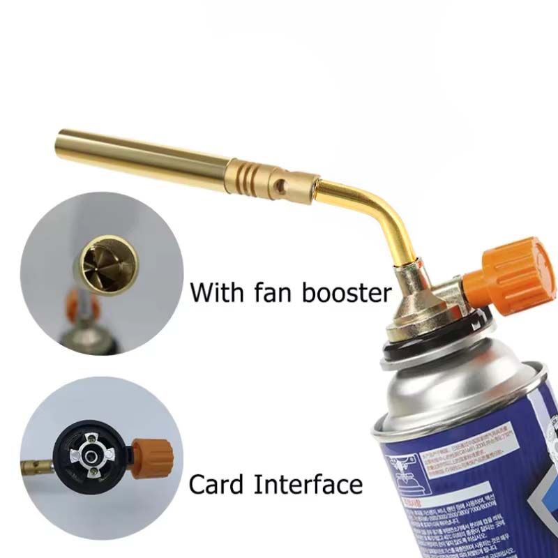 Brazing Blowtorch - Focused Flame + Fan Booster Butane Burner Welding Gas Torch Long Neck Blow Flame Gun Flamethrower Outdoor Camping BBQ Portable Soldering Heat Gun Jewelry Automobile Metal Processin
