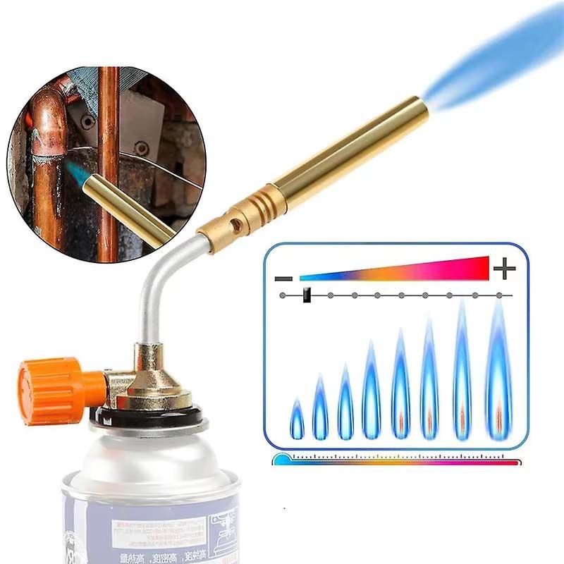 Brazing Blowtorch - Focused Flame + Fan Booster Butane Burner Welding Gas Torch Long Neck Blow Flame Gun Flamethrower Outdoor Camping BBQ Portable Soldering Heat Gun Jewelry Automobile Metal Processin