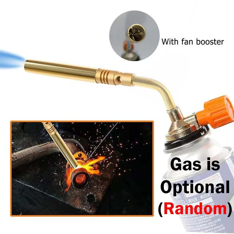 Brazing Blowtorch - Focused Flame + Fan Booster Butane Burner Welding Gas Torch Long Neck Blow Flame Gun Flamethrower Outdoor Camping BBQ Portable Soldering Heat Gun Jewelry Automobile Metal Processin
