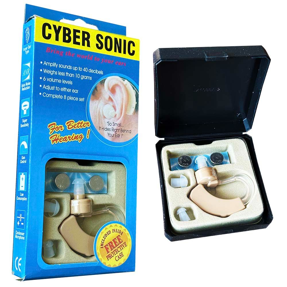 Cybersonic Hearing Aid Cyber Sonic Bte Device Machine For Old And Child Age Sound Amplifier Wireless Battery Powered with Case
