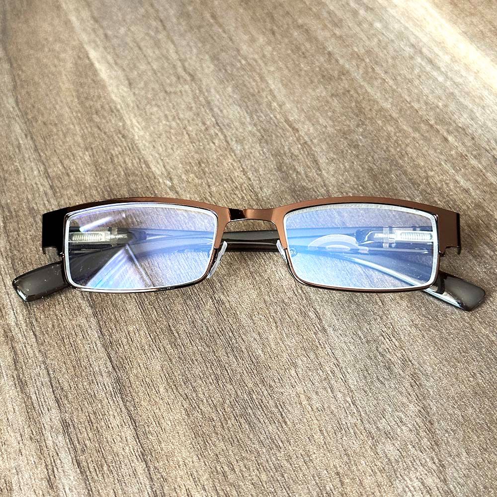 Rectangle Brown Frame Clear Lens Anti-Glare Computer + Bluelight Blocking Unisex Official Glasses Women/Men Radiation Eyeglasses Eyewear(Obama) Metal + PC arms with Spring Hinge