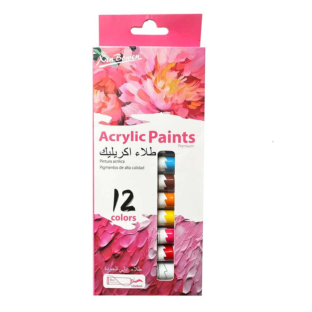 12 Colors Acrylic Paint Color Set Professional Paints Pigment For Artists 12 Tubes For Fabric Clothing Nail Glass Drawing Painting For Kids Waterproof Art Supplies