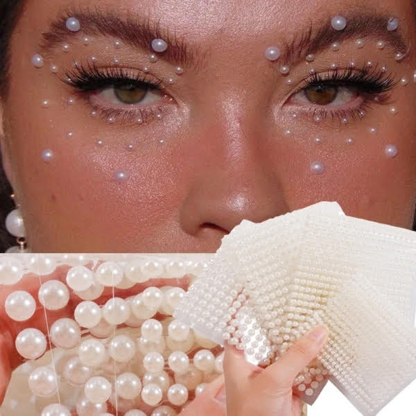 165pcs Mix 3/4/5/6mm Hair Faux Pearls Stick On Self Adhesive Pearl Face Stickers for Hair Makeup Nail DIY Craft Jewelry Half Round Acrylic Sheet