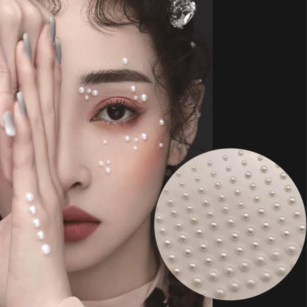 165pcs Mix 3/4/5/6mm Hair Faux Pearls Stick On Self Adhesive Pearl Face Stickers for Hair Makeup Nail DIY Craft Jewelry Half Round Acrylic Sheet