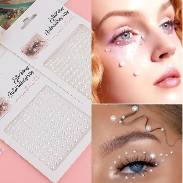 165pcs Mix 3/4/5/6mm Hair Faux Pearls Stick On Self Adhesive Pearl Face Stickers for Hair Makeup Nail DIY Craft Jewelry Half Round Acrylic Sheet