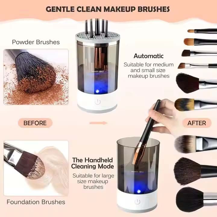 3 In 1 USB Electric Makeup Brush Cleaner Automatic Spinner Holder Stand Women Lazy Cleaning Washer Quick Dry Tool