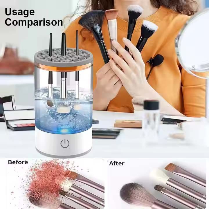 3 In 1 USB Electric Makeup Brush Cleaner Automatic Spinner Holder Stand Women Lazy Cleaning Washer Quick Dry Tool