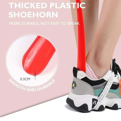 Shoe Horn Long Handled 28cm - Plastic Shoehorn with Hanging Hole Portable Comfortable Grip Flexible Lazy Shoe Helper Portable for Boots, Women, Men, Seniors, Kids