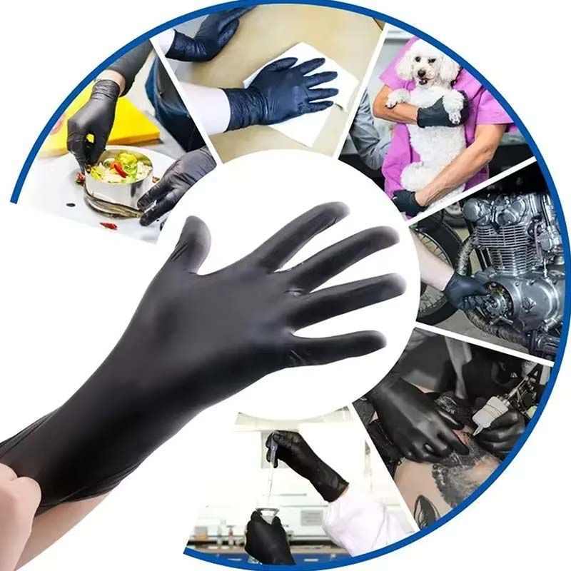 100pcs Black Gloves Disposable Ambidextrous Synthetic Latex-Free Glove For Tattoo Household Kitchen Cleaning Food Powder-free Non-Medical Non-Nitrile