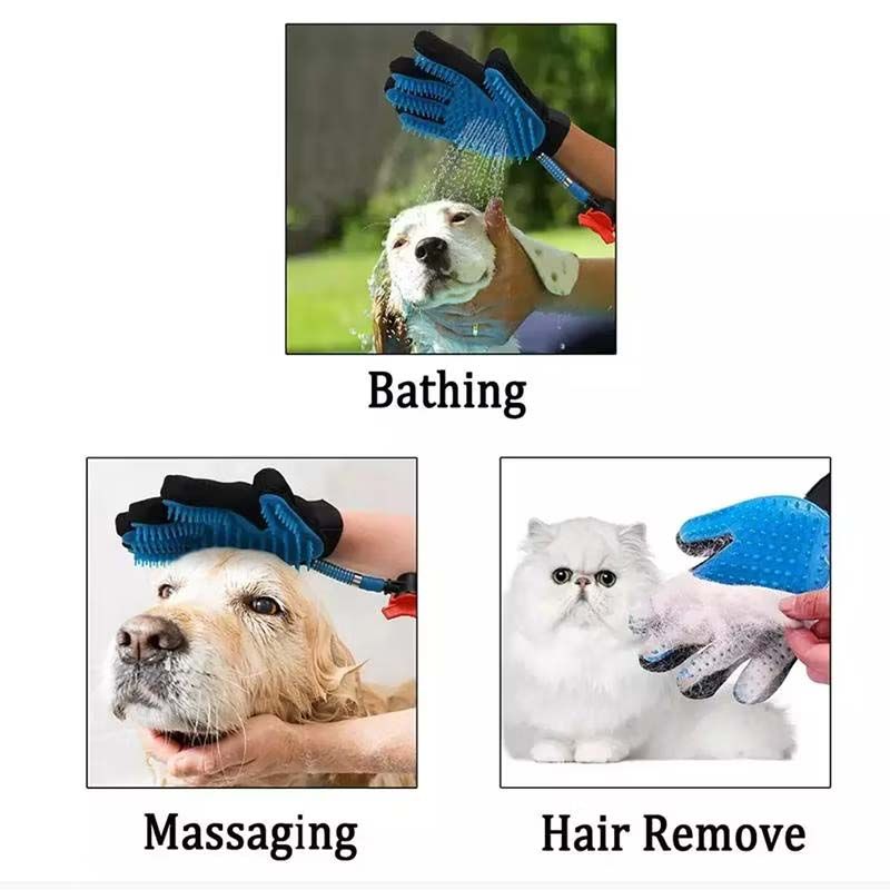 Hair Removal Mitts Dog Grooming Gloves for Cats and Dogs, Soft TPR Silicone Rubber Pet with Comfortable Handle for Cleaning Dirty Paws Deshedding, Massaging, Glove, for Horse, Rabbit