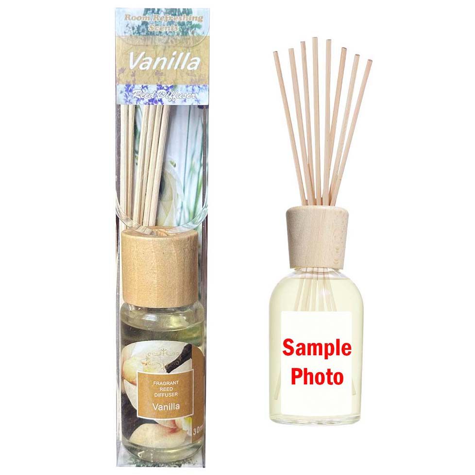 Vanilla Reed Diffuser - Room Refreshing Scents - Fragrant 30ml + 6 Rattan Sticks