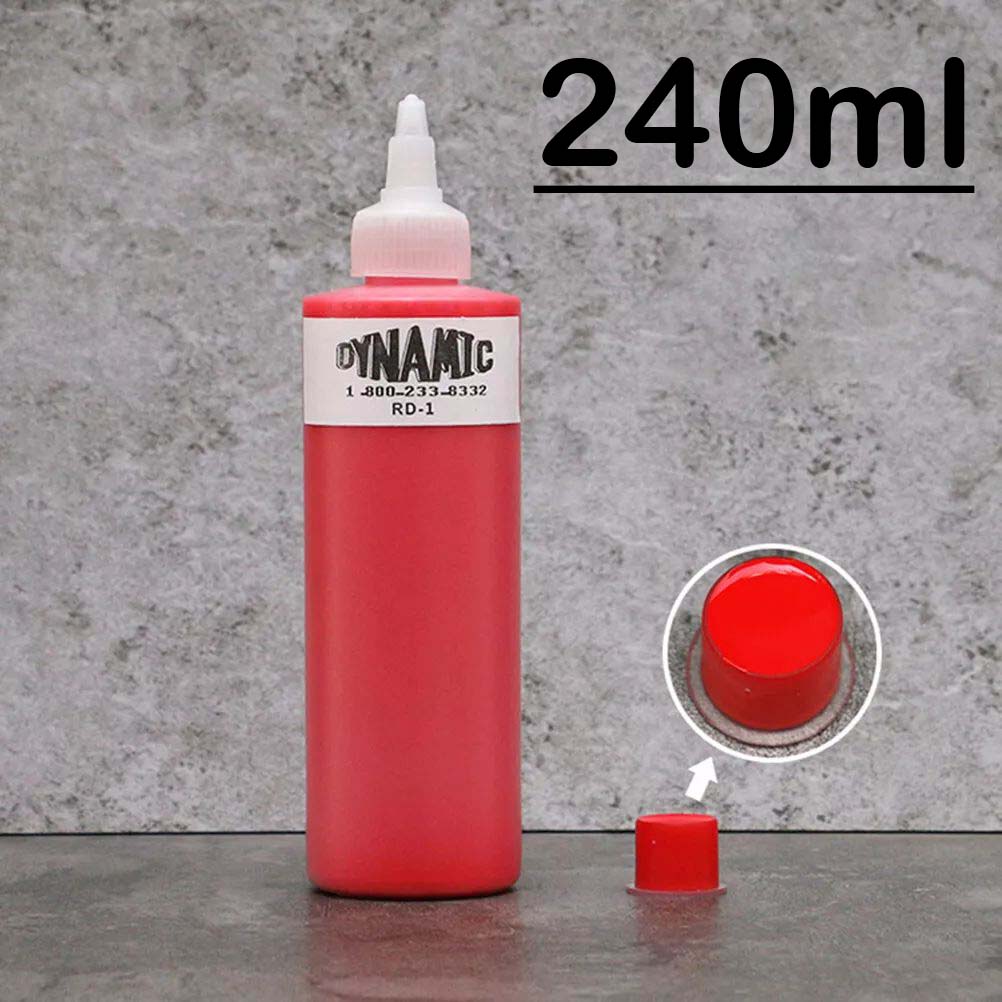 Dynamic Permanent Tattoo Ink 240ml/Bottle Colour Pigments Body Professional Tattooist Beauty Art Accessories Long Lasting Red, Blue, Black, Brown,Green, Pink, White, Yellow