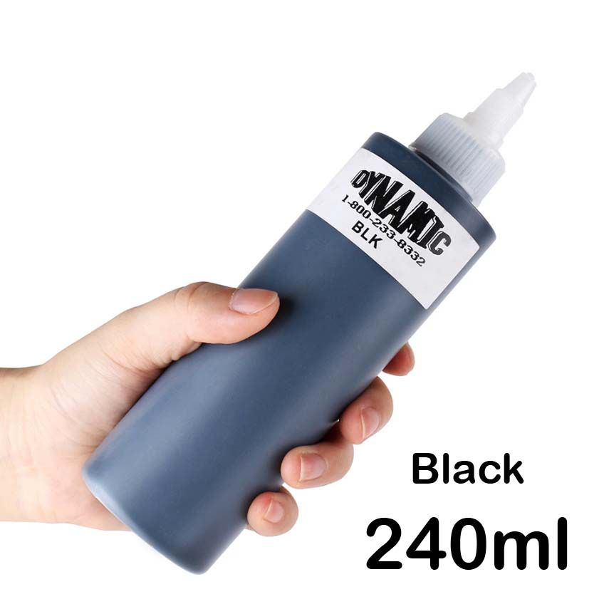 Dynamic Permanent Tattoo Ink 240ml/Bottle Colour Pigments Body Professional Tattooist Beauty Art Accessories Long Lasting Red, Blue, Black, Brown,Green, Pink, White, Yellow