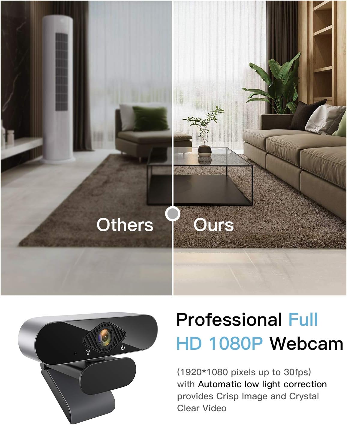 Full HD Webcam 1080P Web Camera with Microphone,Plug and Play USB Computer Camera for Desktop Laptop, Video Conferencing Skype/Zoom/YouTube Calling Gaming with Noise Canceling Live Streaming