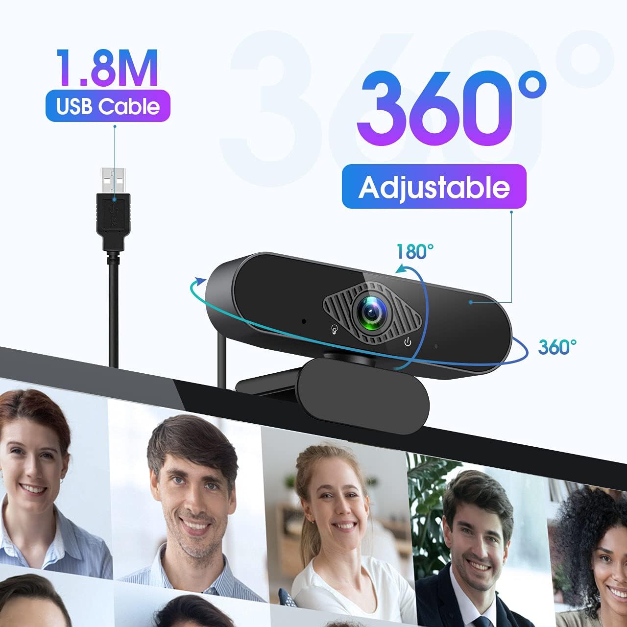 Full HD Webcam 1080P Web Camera with Microphone,Plug and Play USB Computer Camera for Desktop Laptop, Video Conferencing Skype/Zoom/YouTube Calling Gaming with Noise Canceling Live Streaming