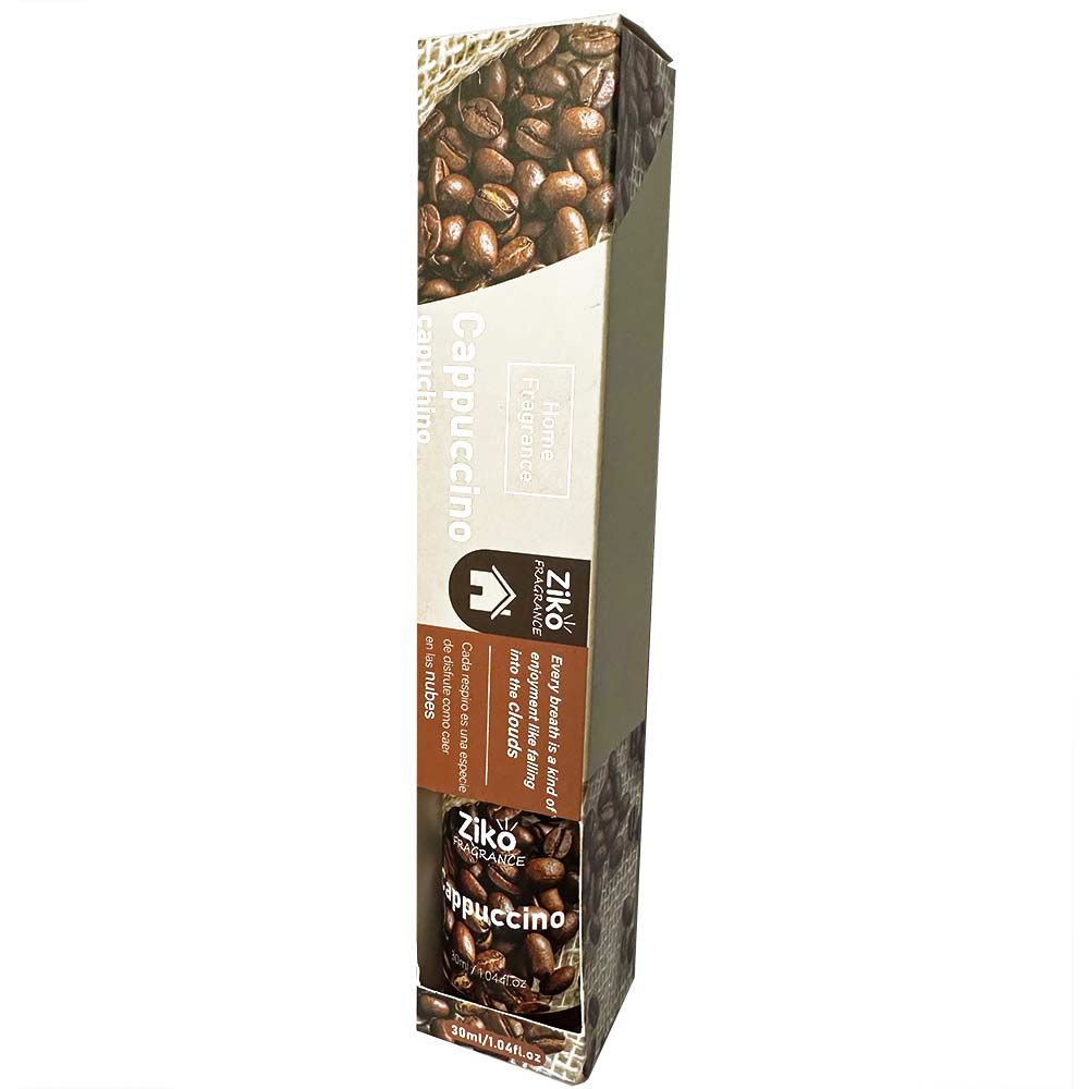 Ziko Reed Diffuser Cappuccino (30ml) - Room Diffuser with Coffee Beans Scent - Best for Coffee House/Restaurant -  Fragrance Diffuser with Sticks - Room Freshener - Scented Diffusers - Home Fragrancev