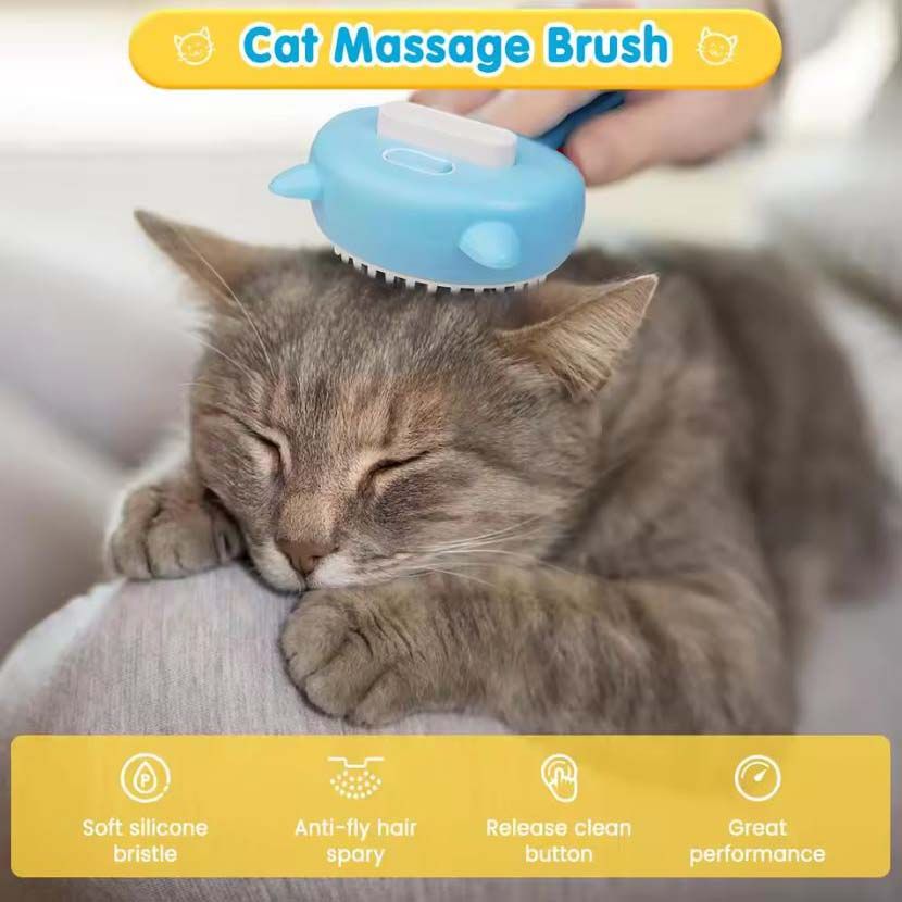 (Your Cat will Love it) Pet Mist Spray Massage Comb Cat Brush with Handle USB Rechargeable, Steamy Shedding for Cat/Dog Hair Grooming with Water Tank Steam