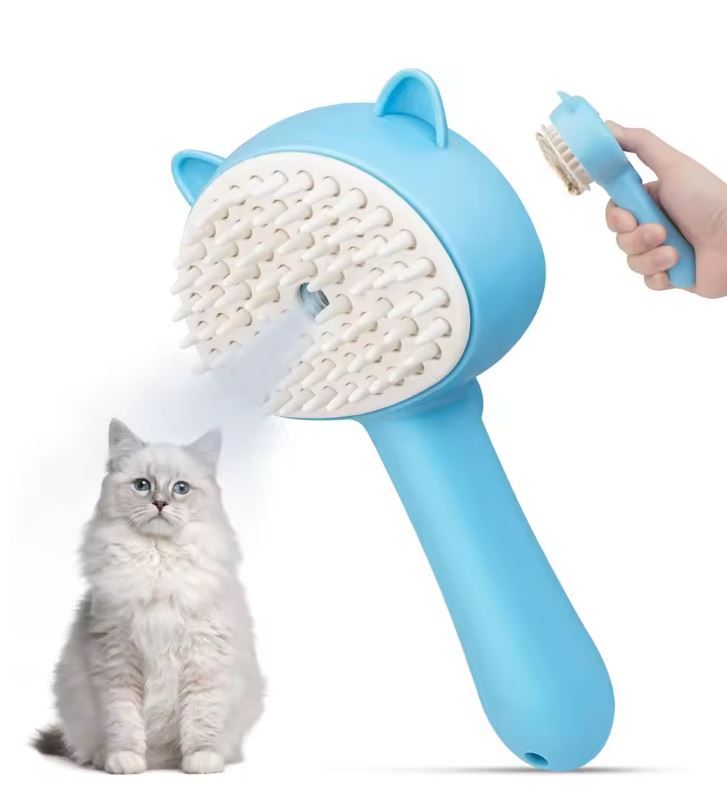 (Your Cat will Love it) Pet Mist Spray Massage Comb Cat Brush with Handle USB Rechargeable, Steamy Shedding for Cat/Dog Hair Grooming with Water Tank Steam