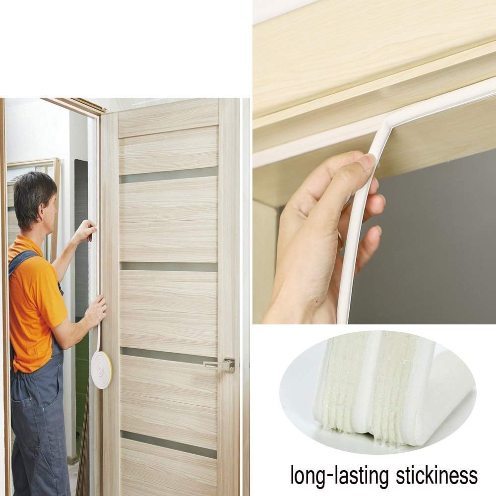 Self-Adhesive D Shape, EPDM, Rubber Door/Window Insulation Tape in White Color Single Sided Weather Strip Draught Excluder Anti-Collision Stripping Soundproofing Avoidance
