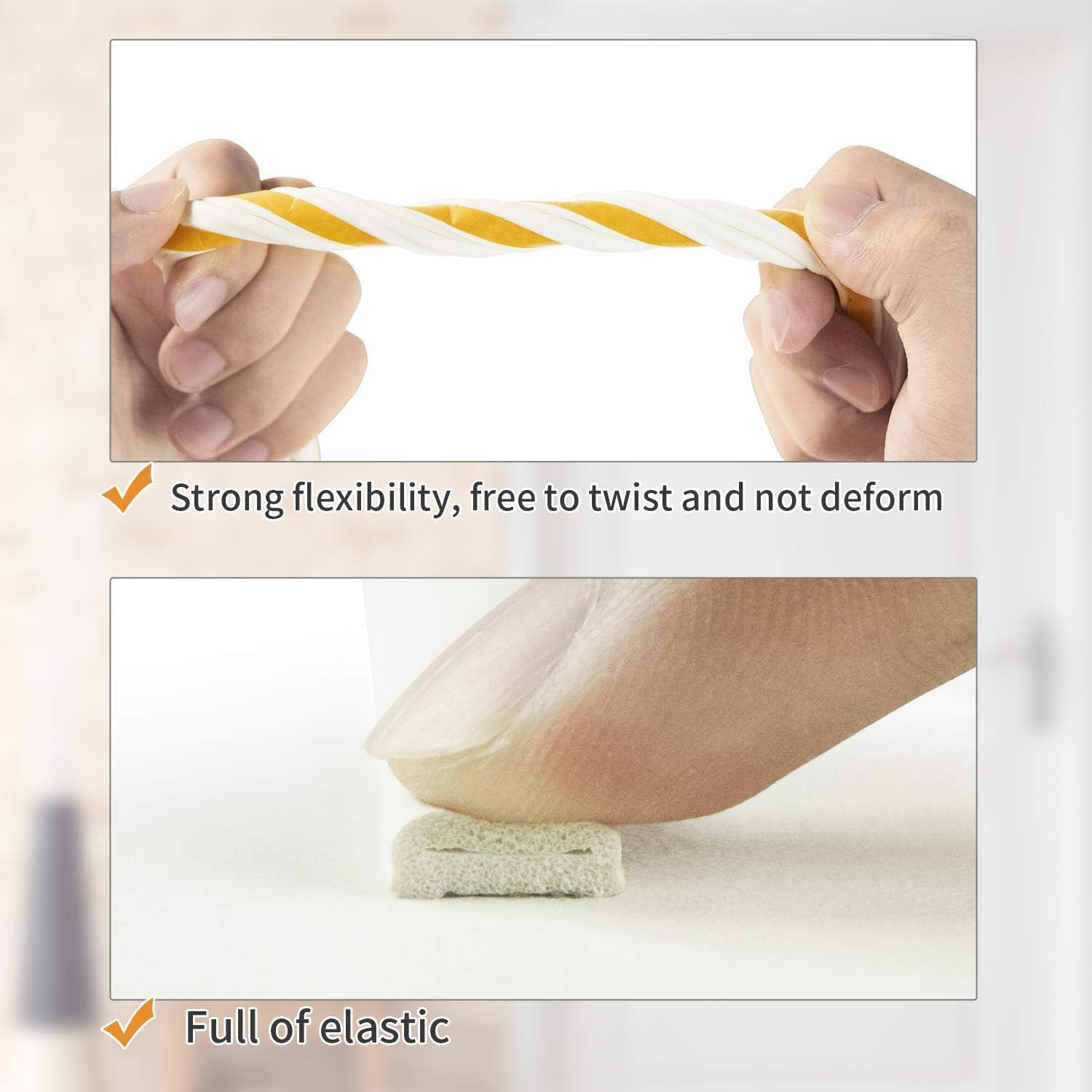 Self-Adhesive D Shape, EPDM, Rubber Door/Window Insulation Tape in White Color Single Sided Weather Strip Draught Excluder Anti-Collision Stripping Soundproofing Avoidance