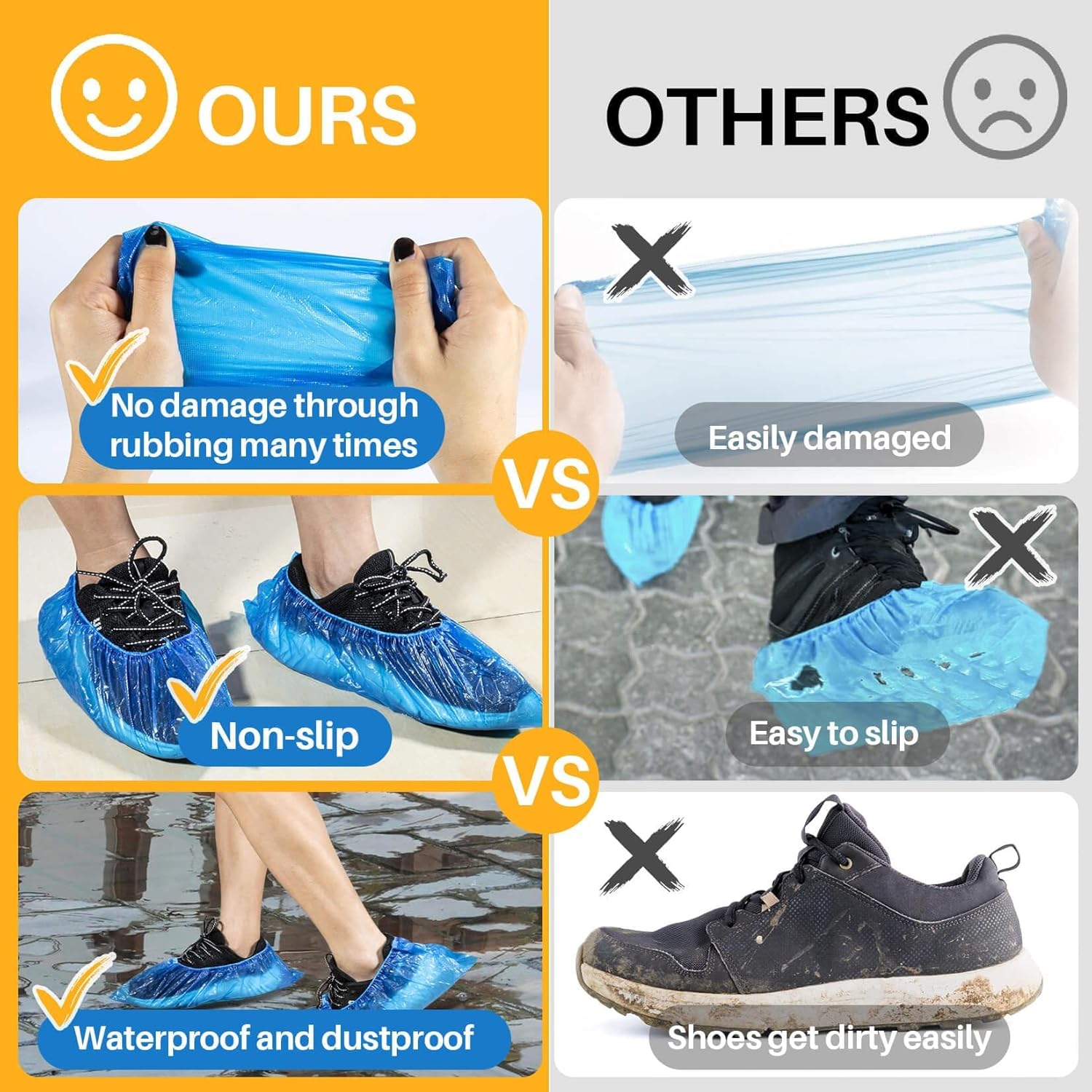 60 Pack (30 Pairs) Shoe Covers - Boot Cover Plastic Disposable Waterproof for Men and Women Fits All Sizes of Shoes for House Cleaning