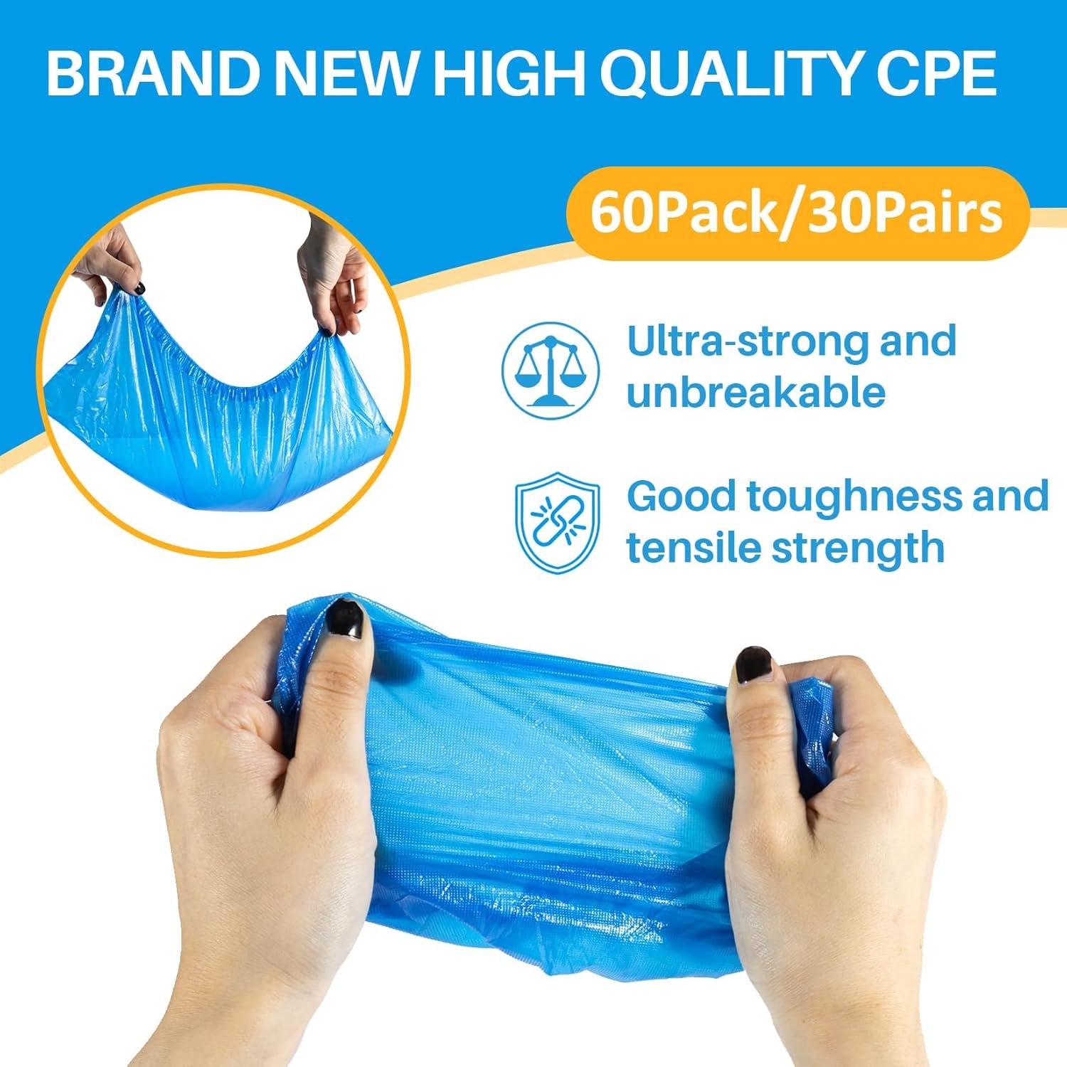 60 Pack (30 Pairs) Shoe Covers - Boot Cover Plastic Disposable Waterproof for Men and Women Fits All Sizes of Shoes for House Cleaning
