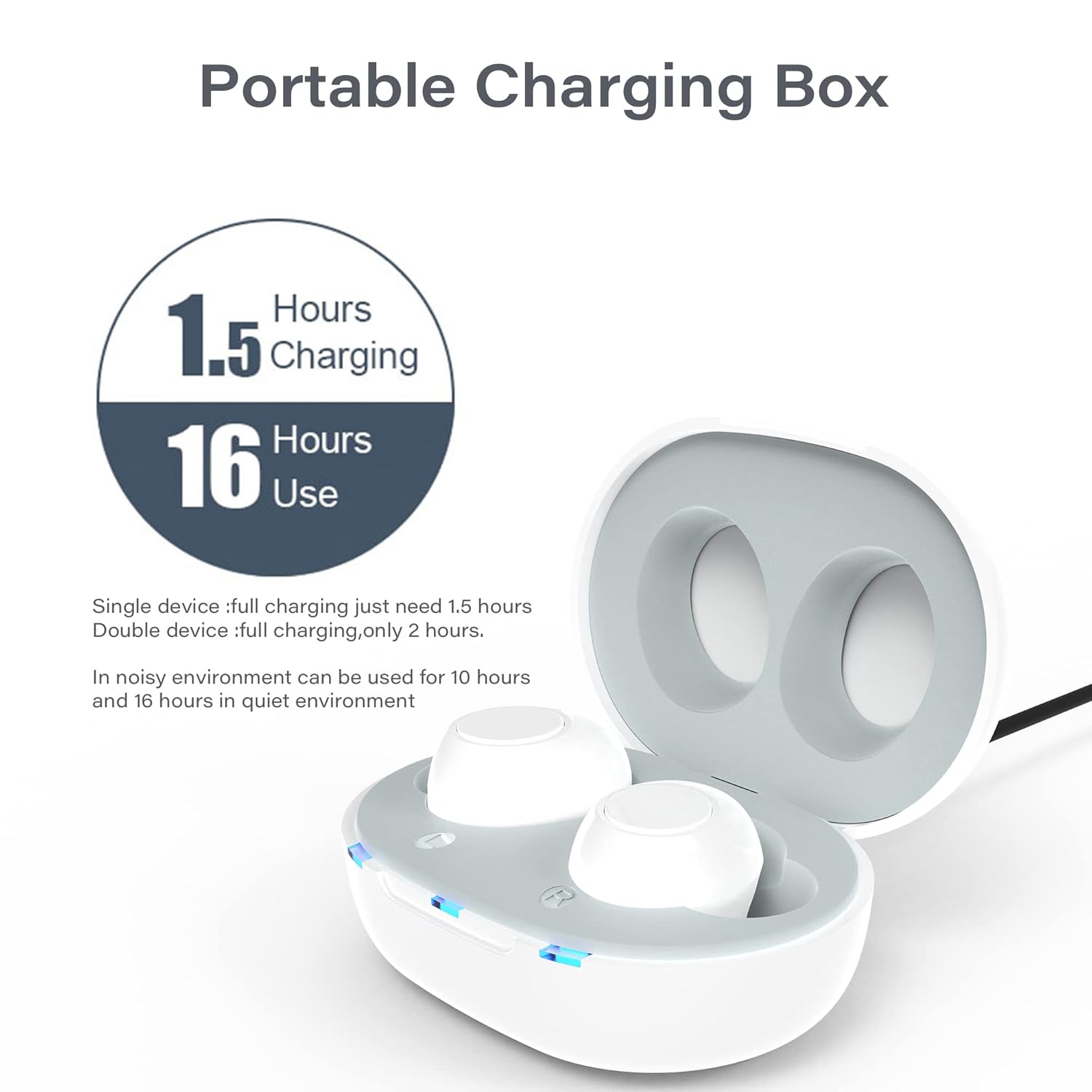 Jinghao Hearing Aids A39 Rechargeable Ear Amplifier Portable Charger Case Upgrade Version ITE White with Intelligent Low-Noise(Cancelling) Digital Sound Voice Mini