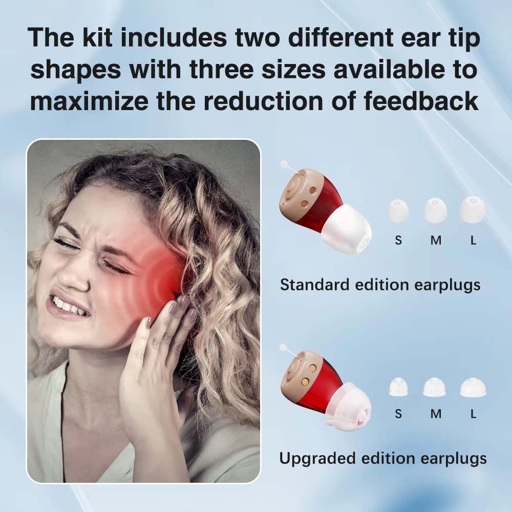 Jinghao Rechargeable Hearing Aids Premium Digital CIC Mini Ear Device Hearing Amplifier JH-A49 Sound Enhance One Pair with Charger Case L+R For Elderly Adult Fast Charging