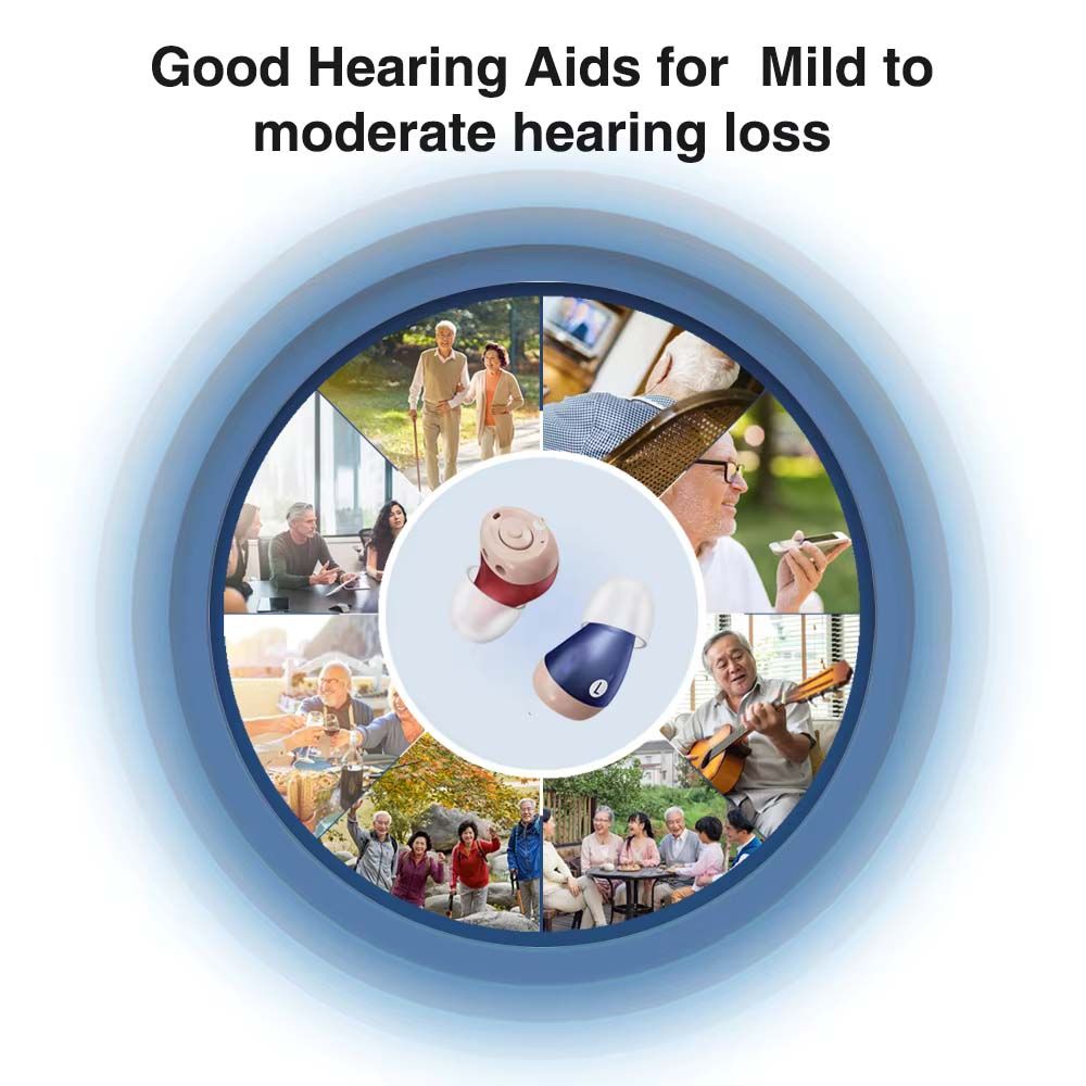 Jinghao Rechargeable Hearing Aids Premium Digital CIC Mini Ear Device Hearing Amplifier JH-A49 Sound Enhance One Pair with Charger Case L+R For Elderly Adult Fast Charging