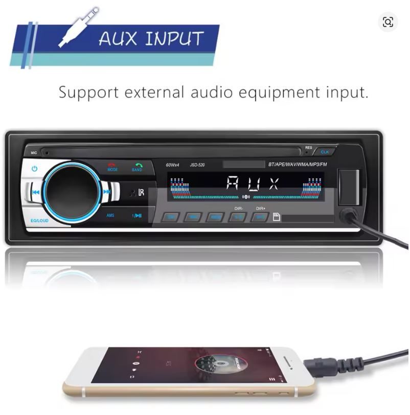 JSD 520 Long Type Car MP3 Bluetooth U Disk Reading CD/DVD Radio for Vehicles AUX