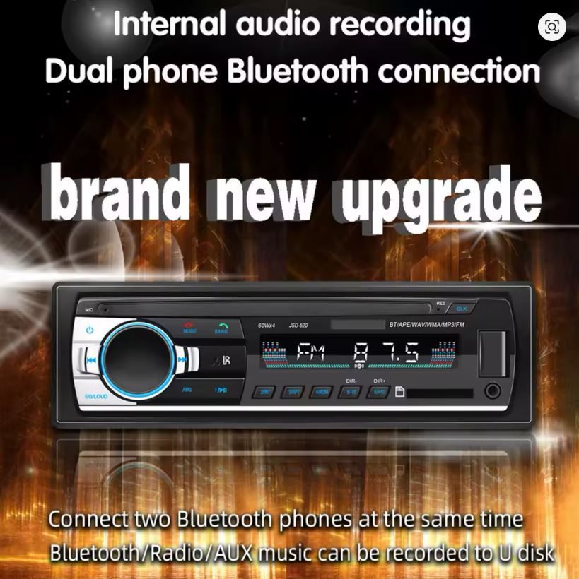 JSD 520 Long Type Car MP3 Bluetooth U Disk Reading CD/DVD Radio for Vehicles AUX