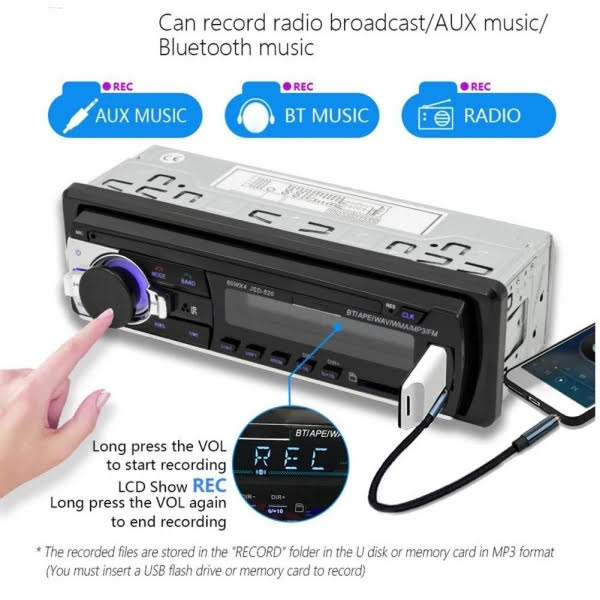 JSD 520 Long Type Car MP3 Bluetooth U Disk Reading CD/DVD Radio for Vehicles AUX
