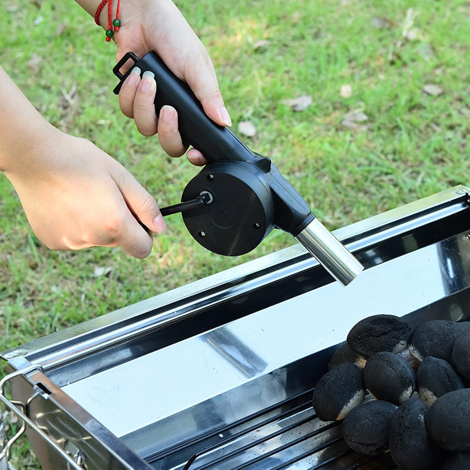 Manual Air Blower Hand Crank BBQ Fan Portable Barbecue With Handle Grills Charcoal Stove Outdoor Cooking Picnic Camping  Fire Bellows Tool