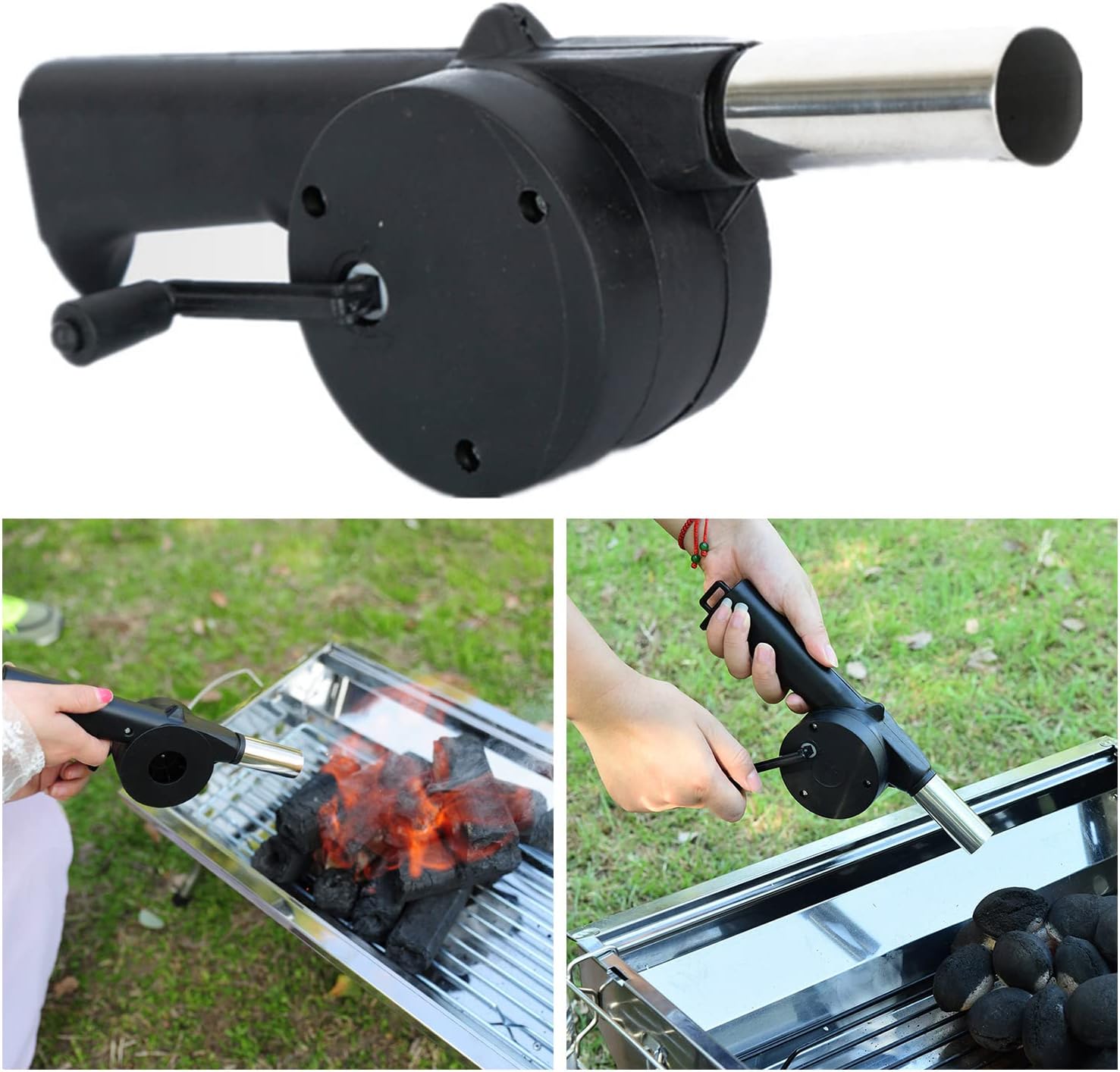 Manual Air Blower Hand Crank BBQ Fan Portable Barbecue With Handle Grills Charcoal Stove Outdoor Cooking Picnic Camping  Fire Bellows Tool