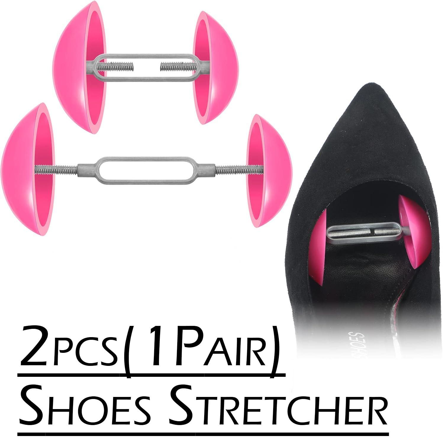 2pcs(1Pair) Mini Shoe Stretchers Women Wide Feet Expander Widener Non Slip Shoe Trees for Women Men Shoes High Heel Adjustable(Pink)