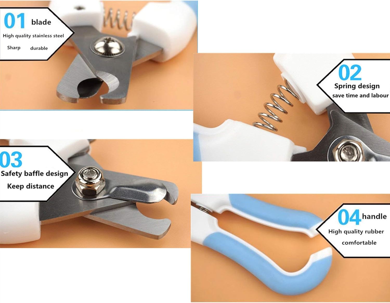 Dog Nail Clippers + File, Claw Clippers & Comfortable Non-Slip Handle Cat Pet Trimmer Metal Puppy Kitten Professional and Safe for Birds, Hedgehogs