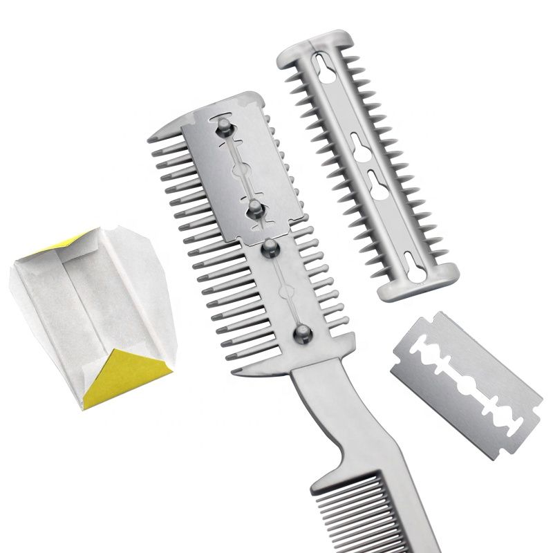 3 in 1 Cat Dog Hair Cutter Grooming Blade Pet Razor Comb + Extra Blades Fur Shaper Cutting Thinning Manual Dual-end Hair Trimmer Styler Cleaning Dead Hairs