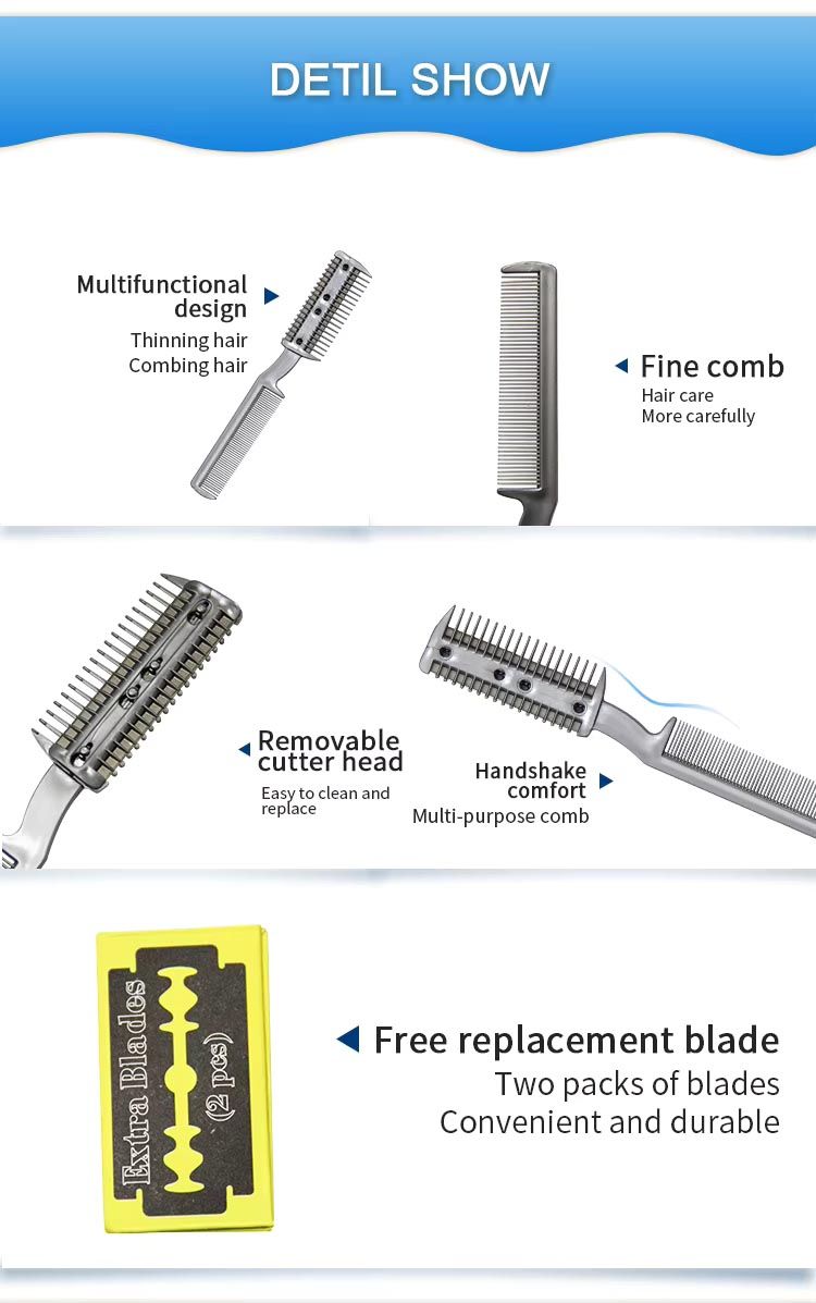 3 in 1 Cat Dog Hair Cutter Grooming Blade Pet Razor Comb + Extra Blades Fur Shaper Cutting Thinning Manual Dual-end Hair Trimmer Styler Cleaning Dead Hairs