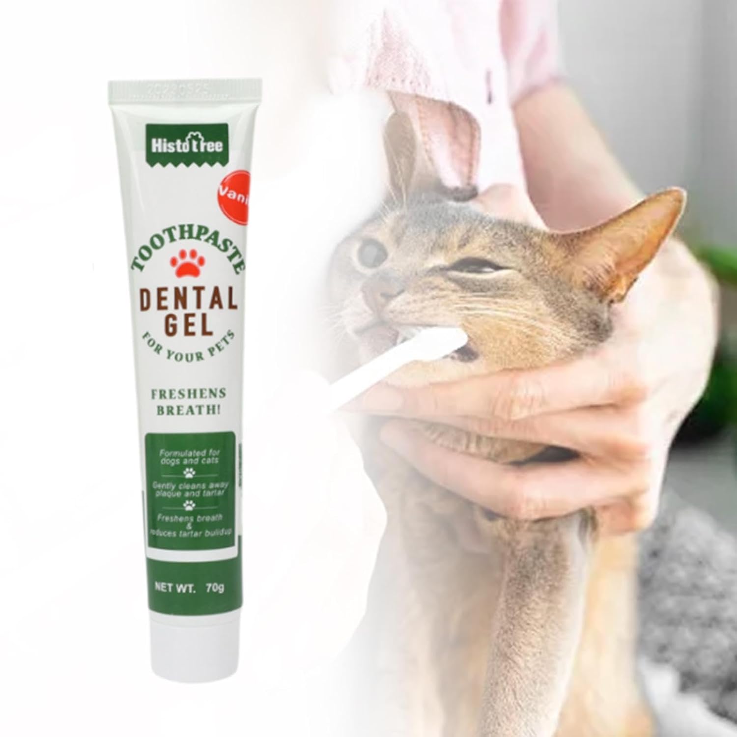 Pet Toothpaste - Beef Flavour- Histotree Dental Gel for Cat, Dog Oral Hygiene Fresh Breath Teeth Cleaning Supplies for Puppy Rabbits Kitten