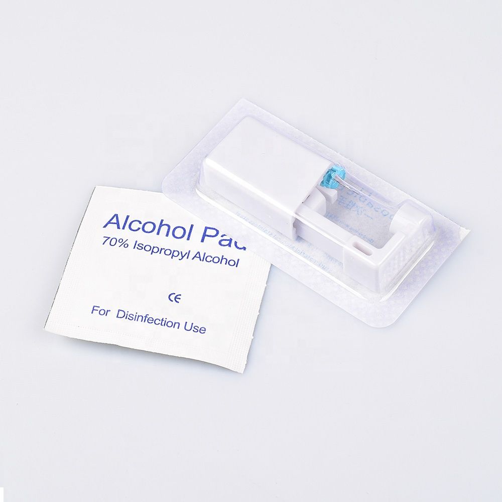 1pc Sterilized Disposable Safety Nose Ear Piercing Gun Device + Sterile Bezel Pearl Crystal Stud Ear Piercer Unit with Built-in Earrings