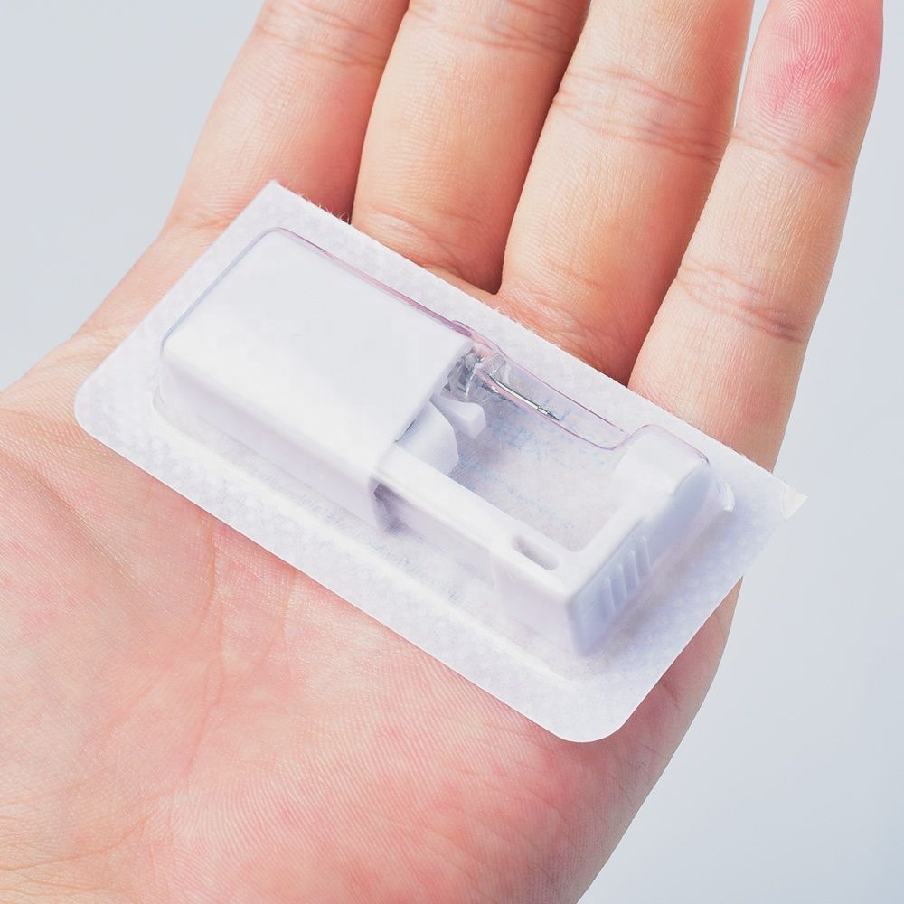 1pc Sterilized Disposable Safety Nose Ear Piercing Gun Device + Sterile Bezel Pearl Crystal Stud Ear Piercer Unit with Built-in Earrings