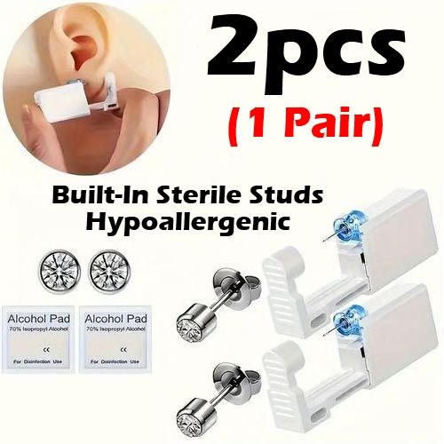 2 Pack Self Ear Piercing Gun No Pain Kit Earring Disposable Stud Gun Kit Sterile Tools for Nose Lip