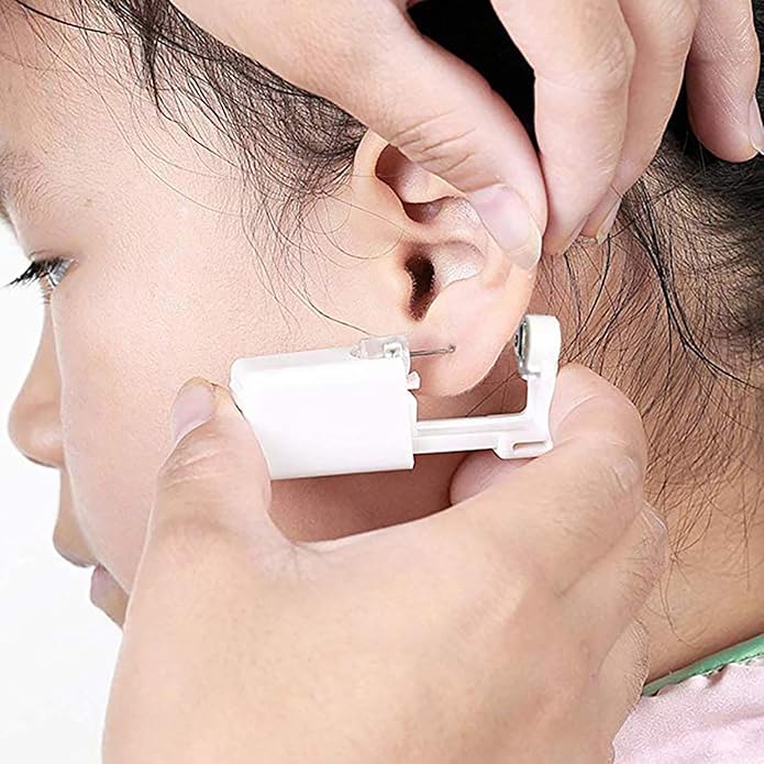 2 Pack Self Ear Piercing Gun No Pain Kit Earring Disposable Stud Gun Kit Sterile Tools for Nose Lip