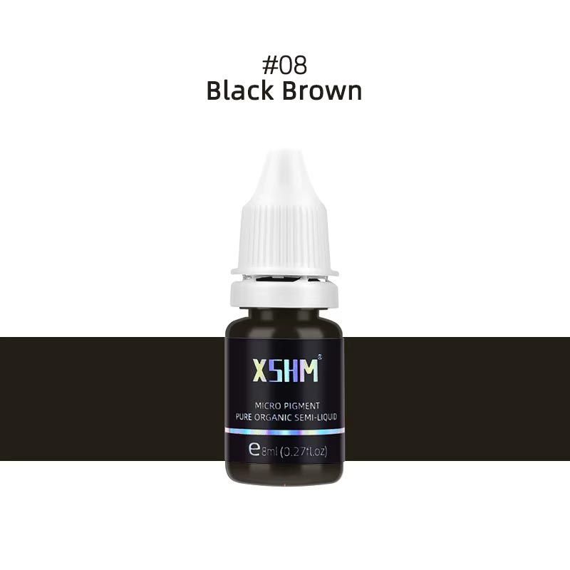 Black Brown Micro-Blading Pigment XSHM 8ml 0.27fl.oz Eyebrow Lip Eyeliner Tattoo Natural Plant Ink  Semi Permanent Makeup Inks Lips Eye Line Colour Microblading