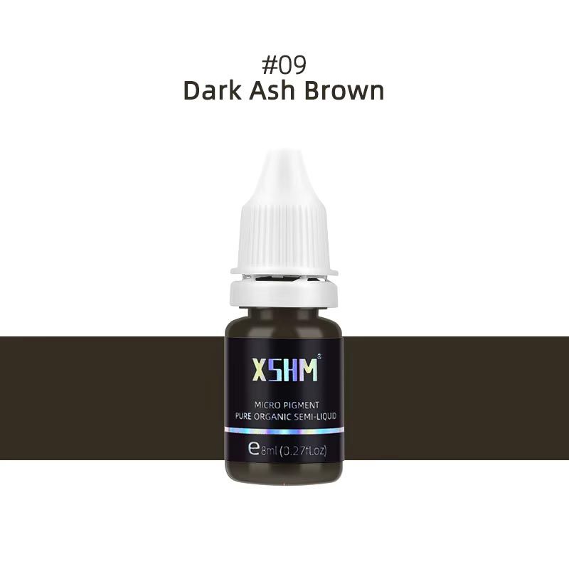 Dark Ash Brown Micro-Blading Pigment XSHM 8ml 0.27fl.oz Eyebrow Lip Eyeliner Tattoo Natural Plant Ink  Semi Permanent Makeup Inks Lips Eye Line Colour Microblading
