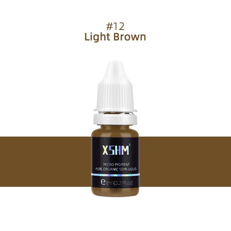 Light Brown Micro-Blading Pigment XSHM 8ml 0.27fl.oz Eyebrow Lip Eyeliner Tattoo Natural Plant Ink  Semi Permanent Makeup Inks Lips Eye Line Colour Microblading