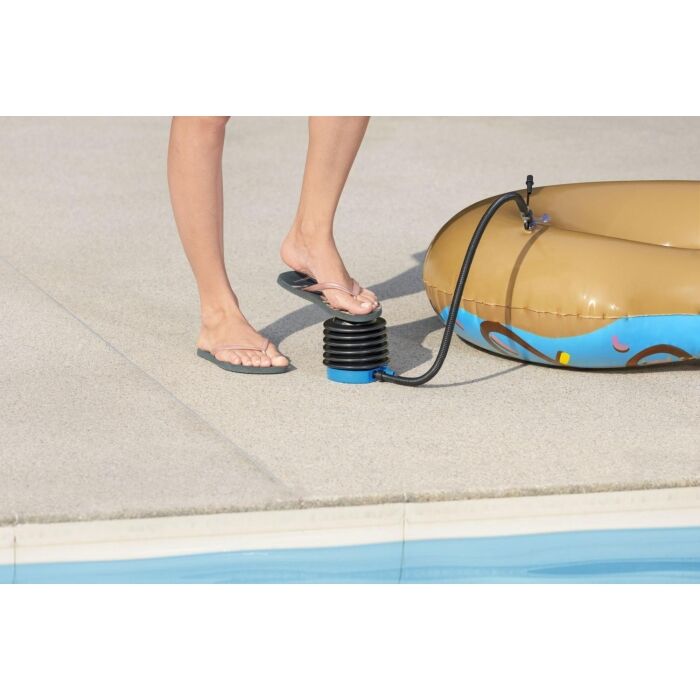 Bestway Air Step 300ml Manual Foot Air Pump for Floaters Tubes, Air Beds Mattresses, Rafts, Toys, and more. 3 Valve Adapters Flexible Hose