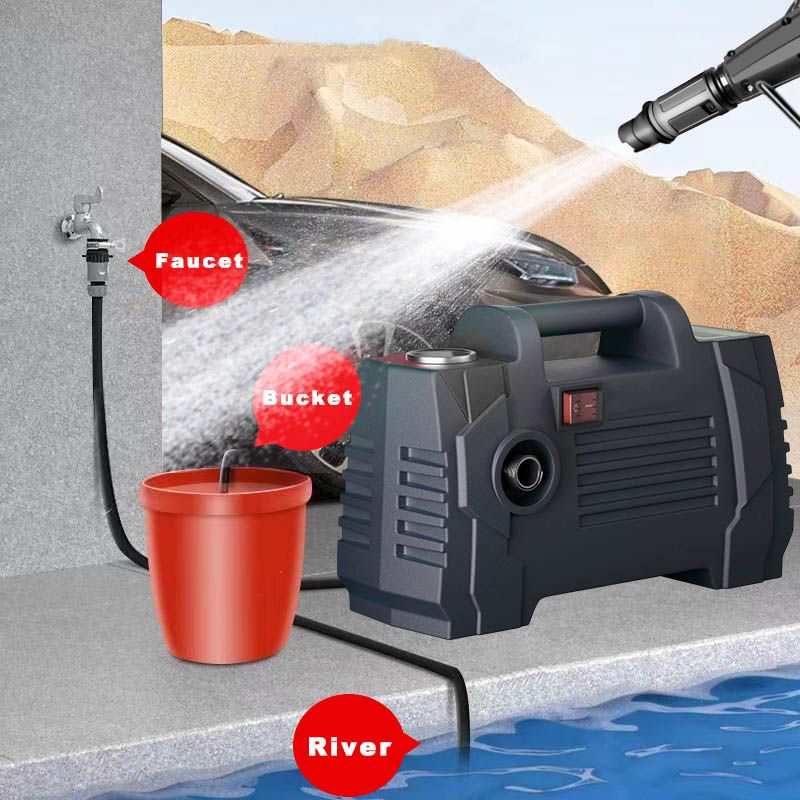 2000W Electric High-Pressure Washer Mini Car Wash Machine Auto Pump Handheld Automatic Power Induction Motor Portable Cleaning