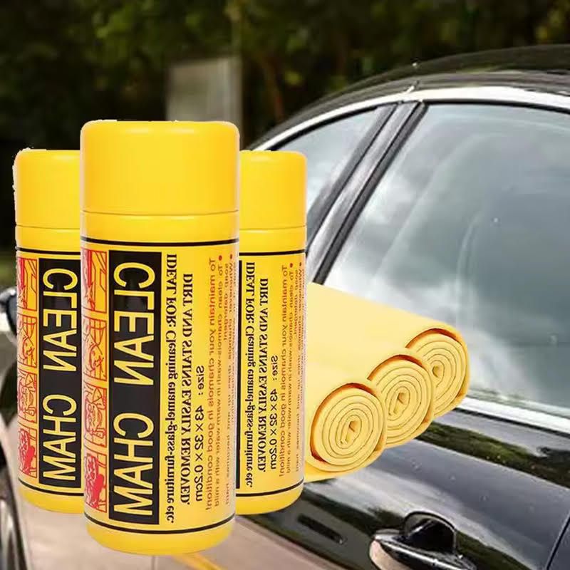 Car Synthetic Chamois Pva Wash Towel Premium Quick-Dry Ultra Absorbent Scratch-Free Reusable For Auto Maintenance Soft Deerskin Cloth Multifunctional, Dry & Wet for Glass, Furniture